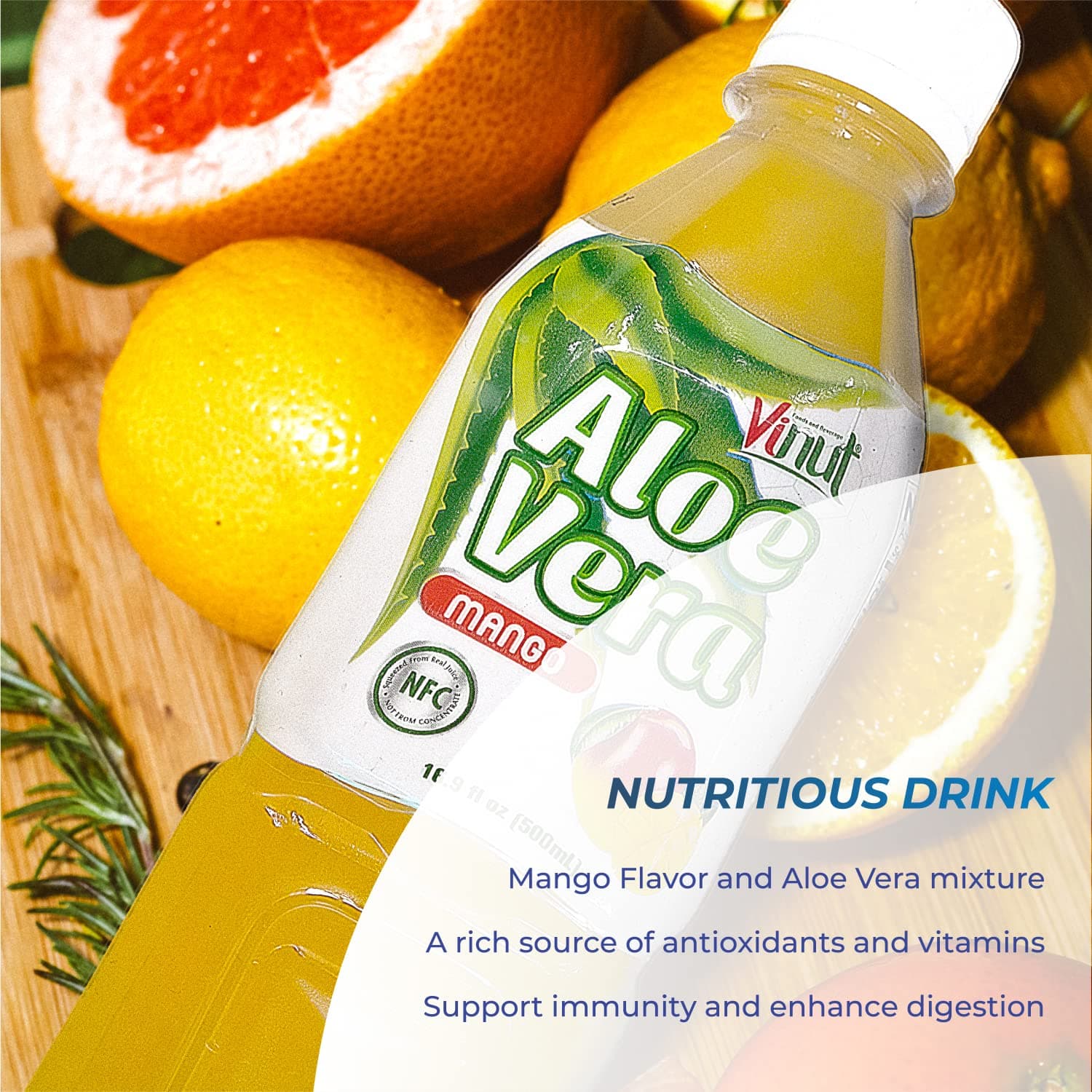 500ml VINUT Aloe Vera drink with Mango flavor thumbnail 3