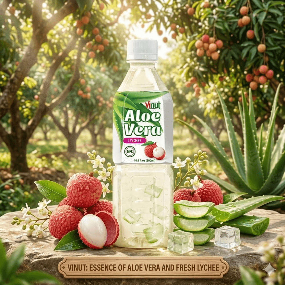 500ml VINUT Aloe Vera drink with Lychee flavor thumbnail 2