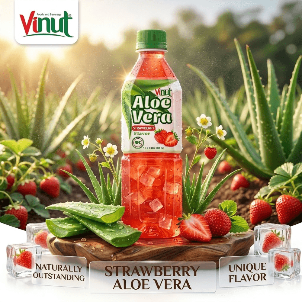 500ml VINUT Aloe Vera drink with Strawberry flavor thumbnail 2