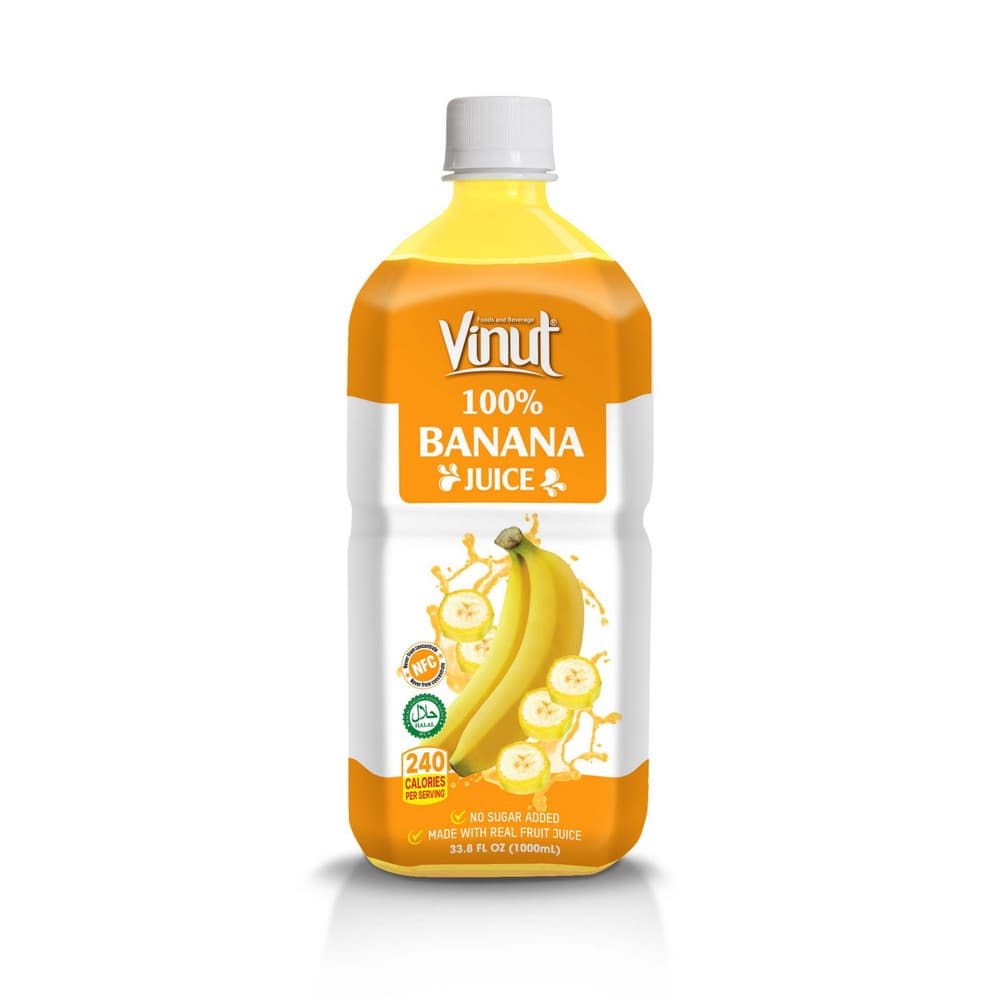 VINUT 100% 바나나 주스, NFC 비농축, 무설탕, PET 병, 33.8 fl oz 1000 mL