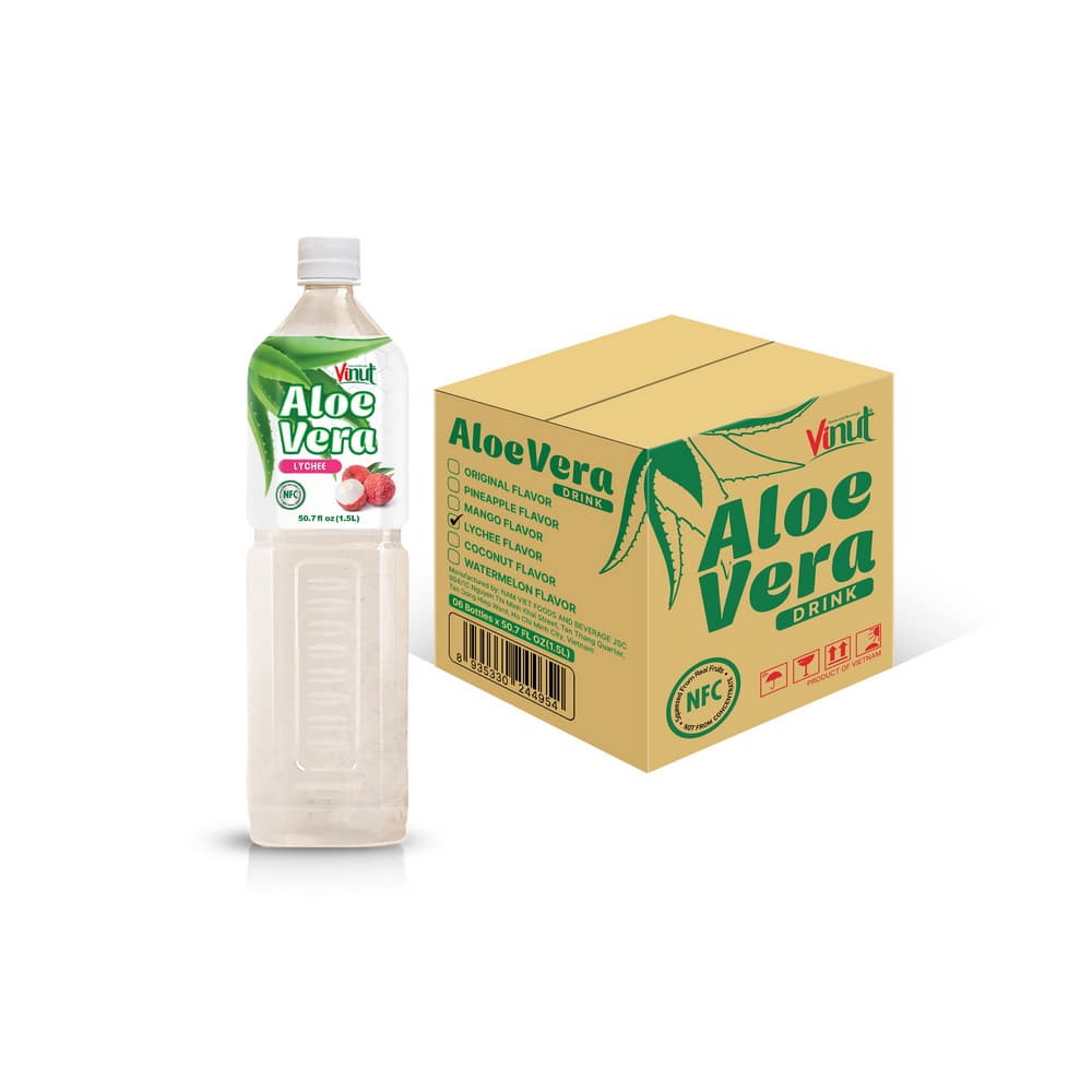 Vinut Aloe Vera Drink Lychee, NFC, PET Bottle, 50.7 fl oz 1.5 L