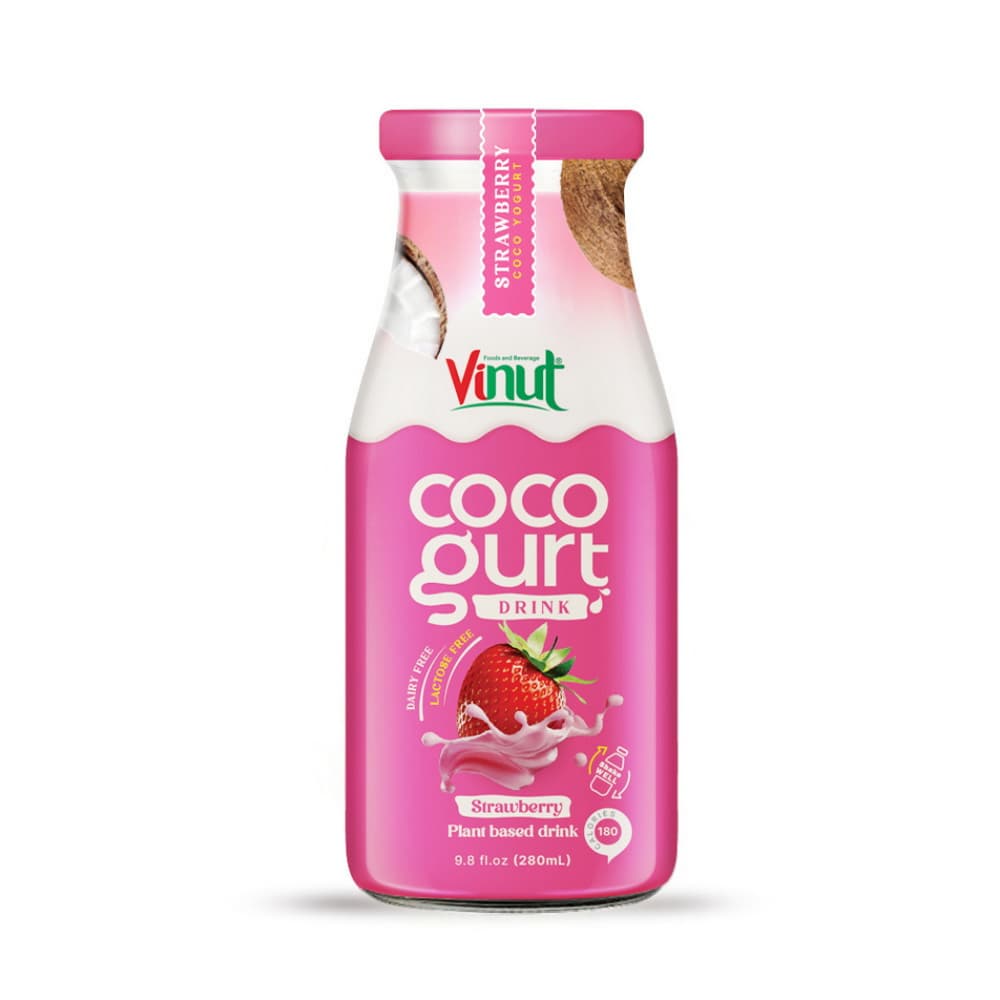 VINUT 코코거트 드링크 딸기, 식물성 음료, 유리병, 9.8 fl oz 280 mL