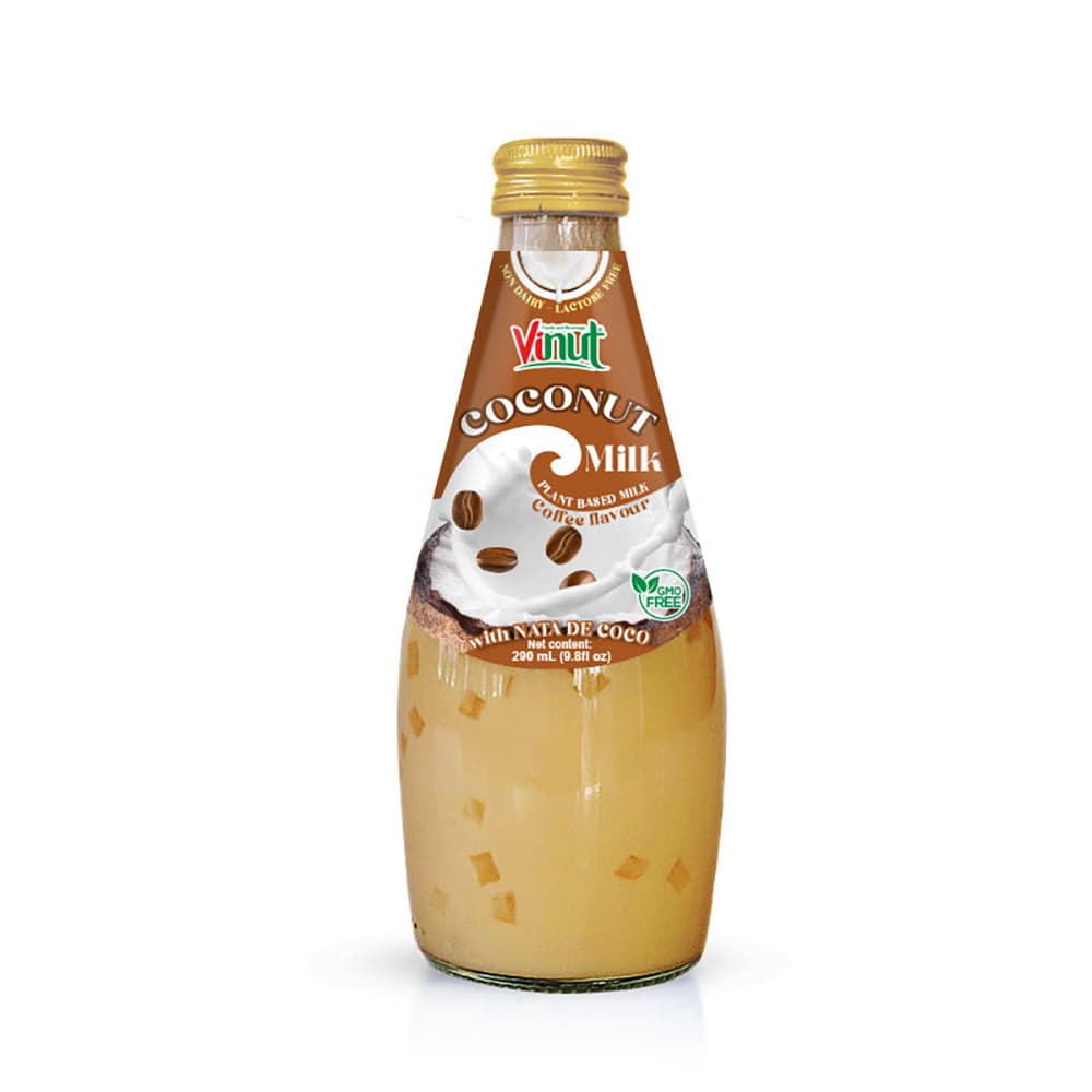 Vinut Coconut Milk, Coffee Flavour, Plant Based Milk, With Nata De Coco, Non Dairy, Lactose Free, GMO Free, Glass Bottle, 9.8 fl oz (290 mL)