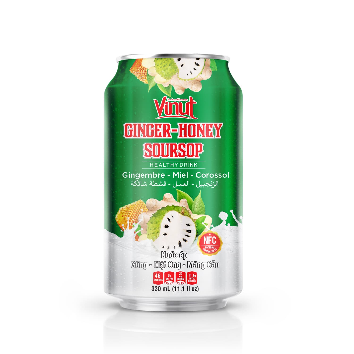 Vinut Ginger-Honey Soursop Healthy Drink, NFC, Slim Can, 11.1 fl oz 330 mL