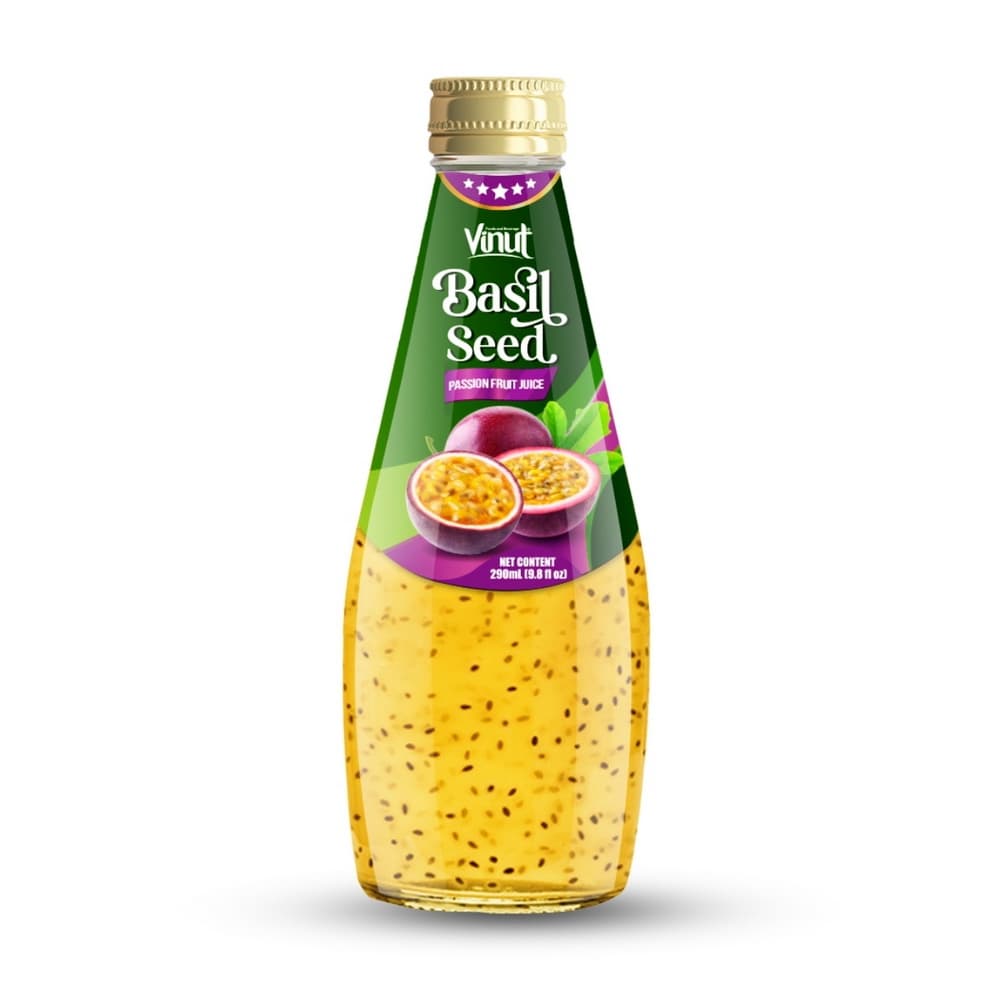 VINUT 패션후르츠 바질씨드 주스, 유리병, 290mL (9.8 fl oz)