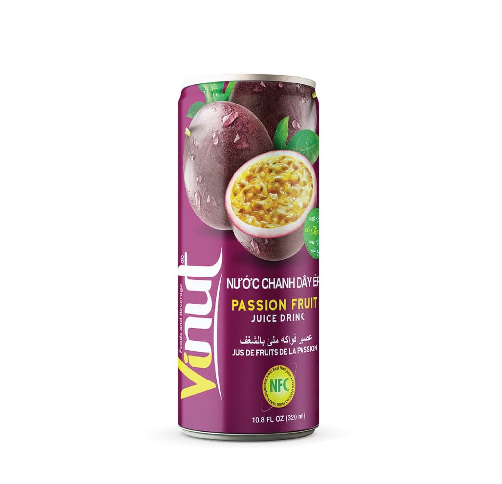Vinut Passion Fruit Juice Drink, NFC, Slim Can, 10.8 fl oz 320 mL