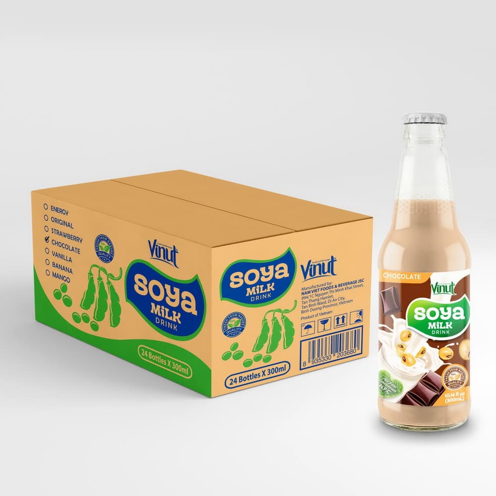 VINUT 초콜릿 두유, Non-GMO, 100% 순수 대두, 300mL (10.14 fl oz)