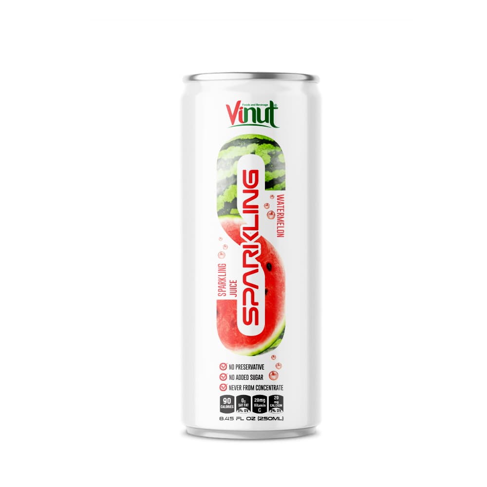 Vinut Sparkling Watermelon Juice, No Added Sugar, Slim Can, 8.45 fl oz 250 mL